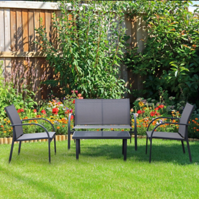 George Outsunny Grey 4 Piece Minimal Garden Patio Set - Grey