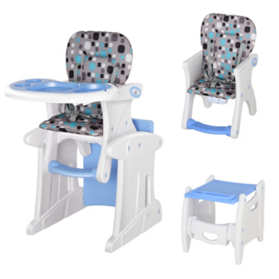 HOMCOM 3 In 1 Convertible Baby High Chair Booster Seat With Removable Tray Blue, Blue