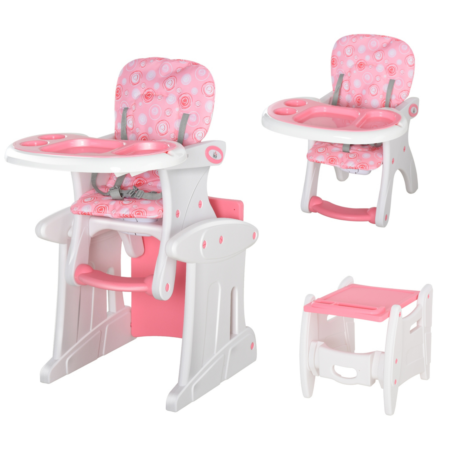 George Pink Homcom 2-In-1 Baby High Chair Booster Seat