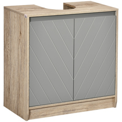 HOMCOM 60x60cm Under-Sink Storage Cabinet with Adjustable Shelf 2 Doors Cabinet - Grey, Grey