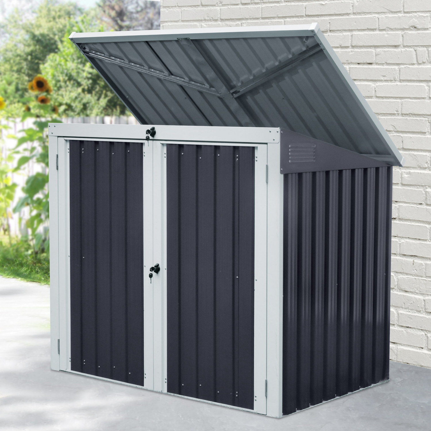 George Black Outsunny 2-Bin Storage Shed With Lockable Doors
