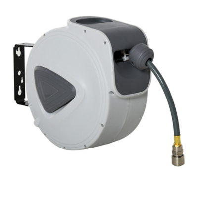DURHAND Retractable Air Hose Reel Auto Self-Winding Wall Mounted 1/4" 15m+140cm, Grey