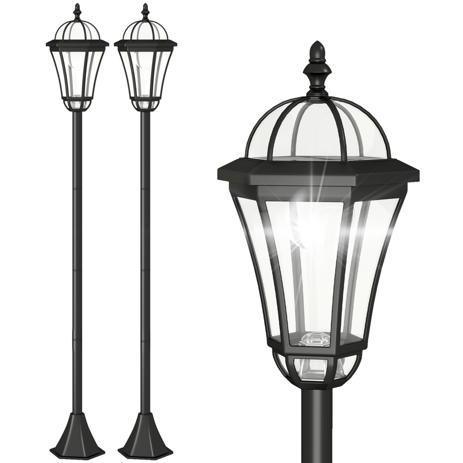 Outsunny Dark/Light/White 2 Pcs Led Garden S Lamp Solar Powered Lantern Auto Switch Patio - Image 10