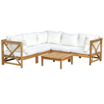 Outsunny Piece Wood Frame Garden Sofa Set Table