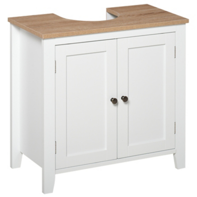 Bathroom Pedestal Under Sink Cabinet Floor w/ Storage Shelf Double Door