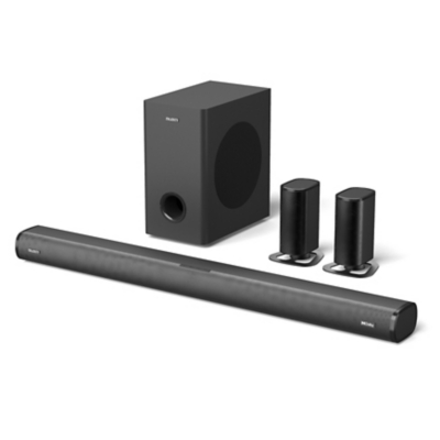 Majority Everest 300W 5.1 Dolby Audio Soundbar With Wireless Sub And Satellite Speakers Black, Black