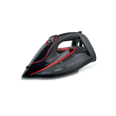 George Tower Red and Black One Temp Steam Iron XL Sole Plate - Red