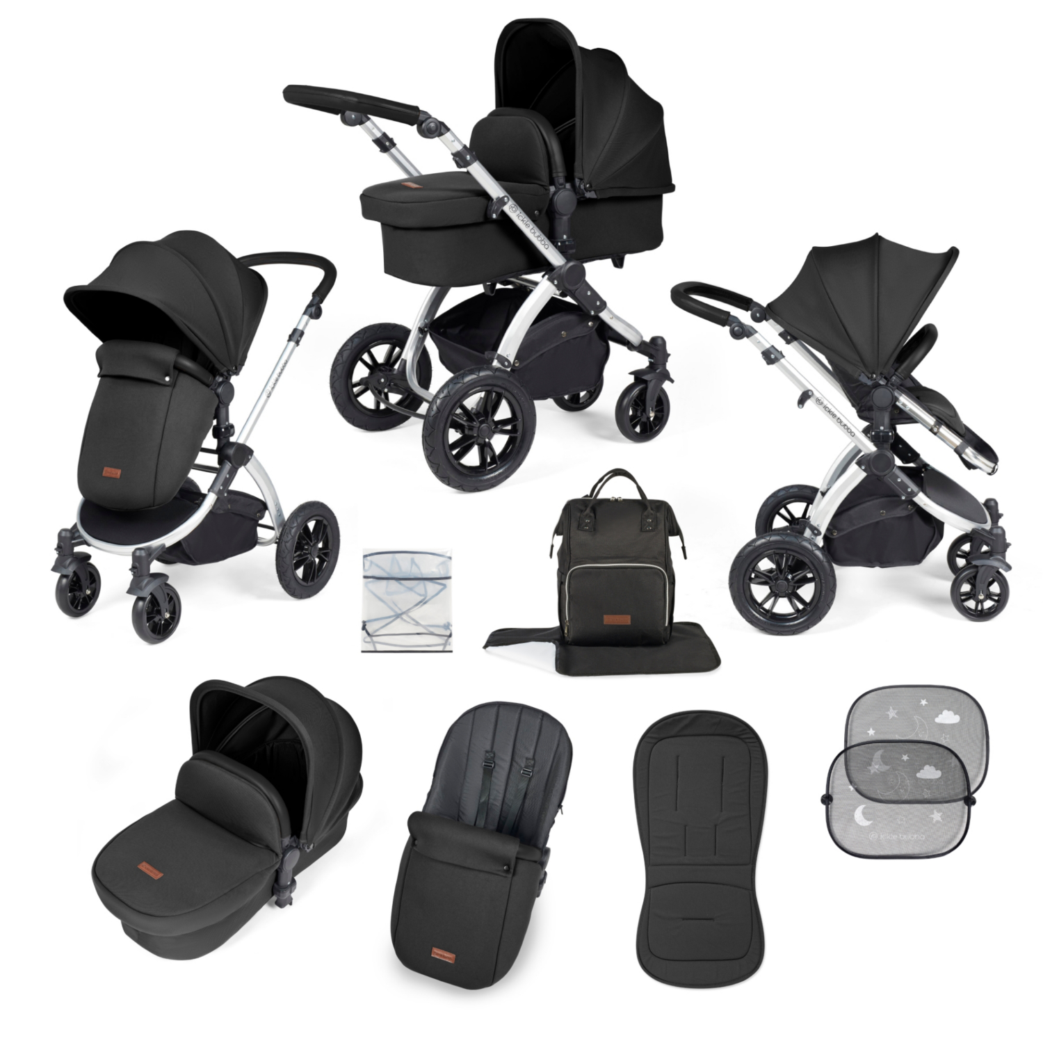 Ickle Bubba France Poussette Stomp Luxe 2 En 1 - Minuit / Argent / Noir - Image 4