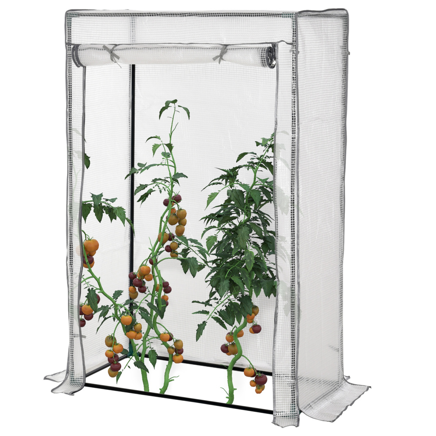 George White Outsunny 1 X 1.5M Greenhouse With Zipper Door
