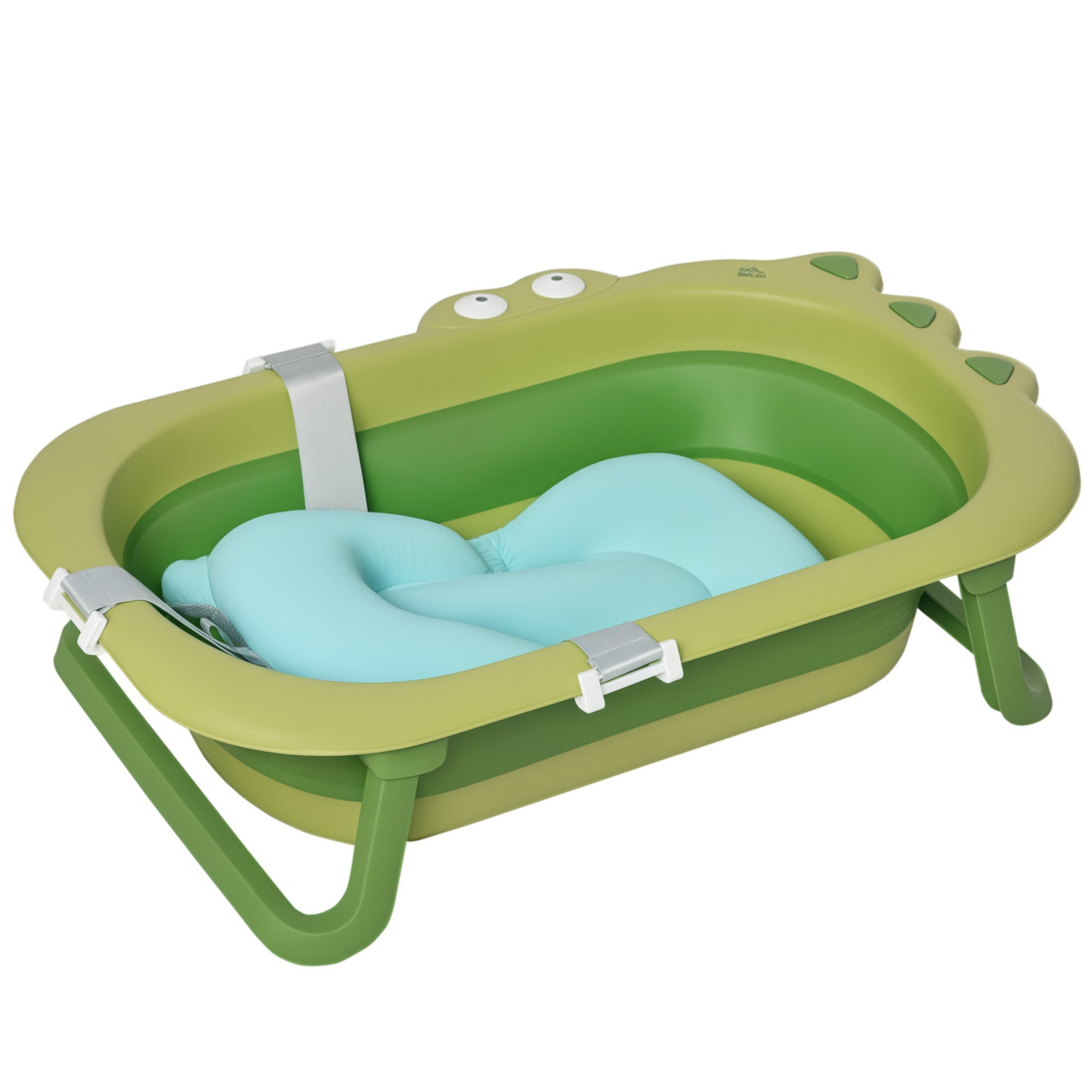Homcom Green Ergonomic Baby Bath Tub For Toddler With Baby Cushion For 0-3 Years In - Image 11