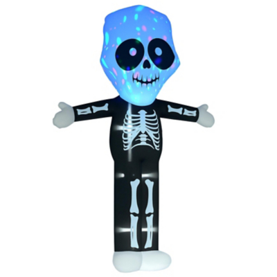 All Hallows 3m Halloween Inflatable Skeleton Decoration with LED Lights - Indoor/Outdoor, Black