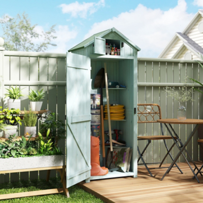 Outsunny Wooden Tool Storage Shed - Blue, Blue