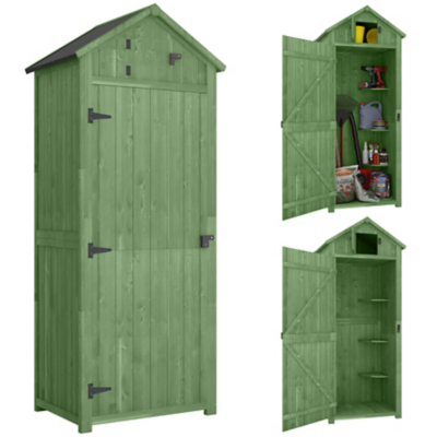 Outsunny Wooden Tool Storage Shed - Green, Green
