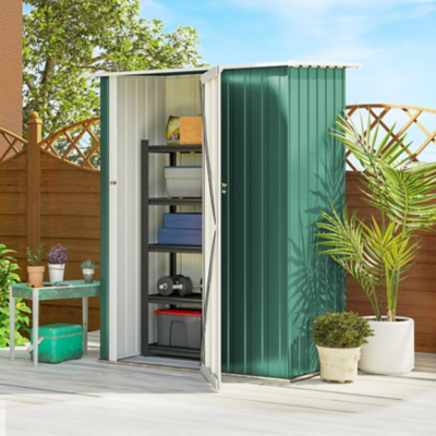 Outsunny Outdoor Storage Shed w/ Lockable Door - Green, Green
