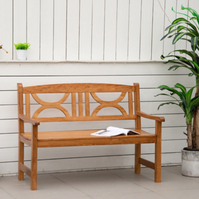 George Outsunny 2-Seater Wooden Garden Bench - Natural
