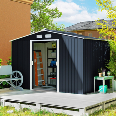 Outsunny Garden Shed Storage with Foundation Kit and Vents