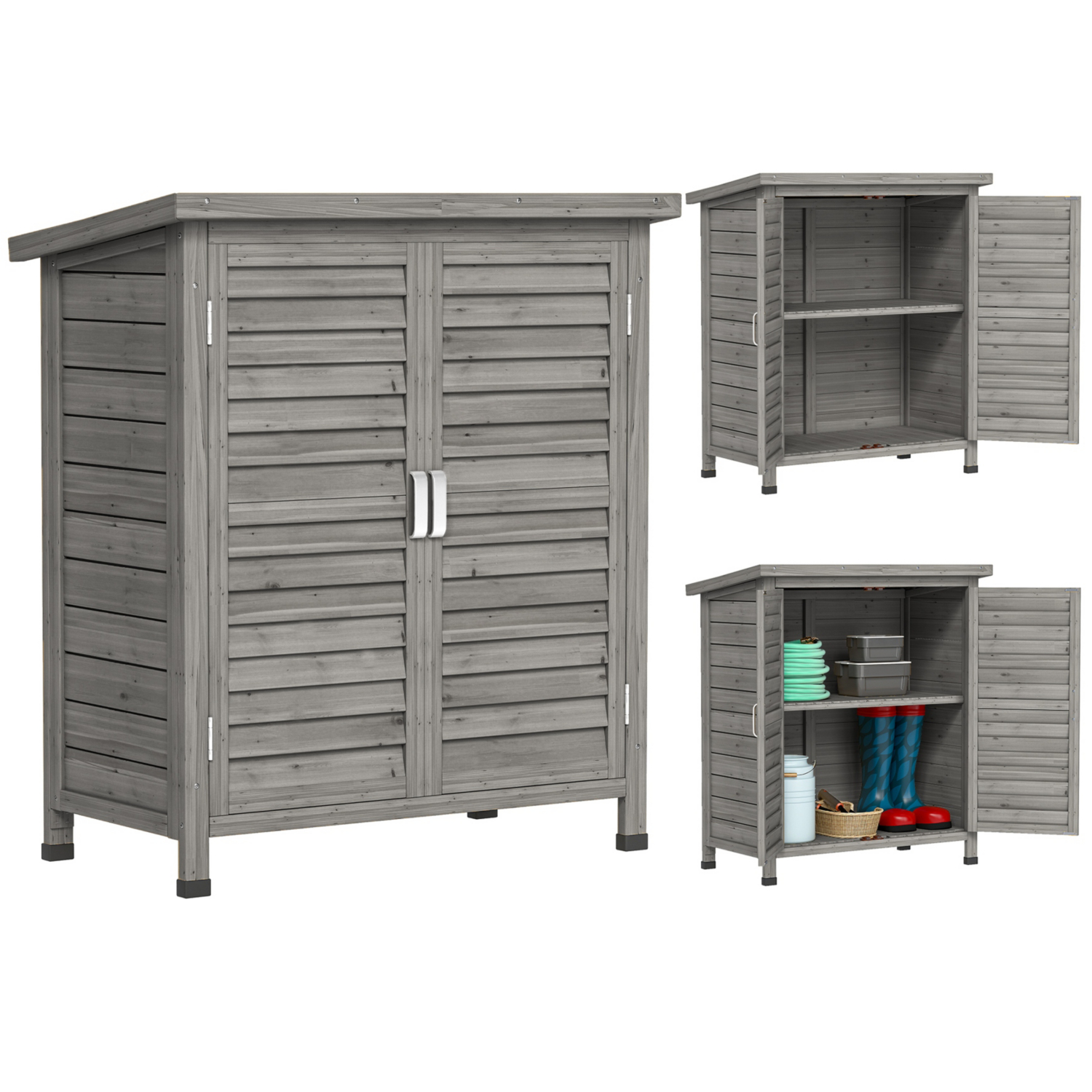 George Grey Outsunny Solid Fir Wood Garden Storage Shed