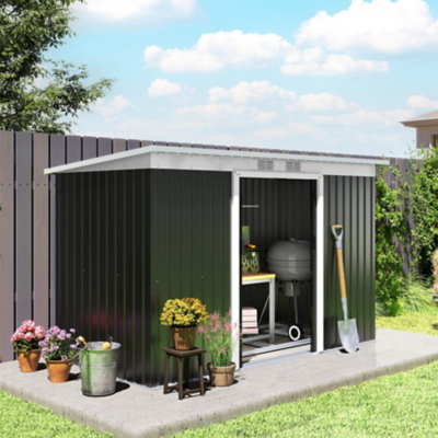 Outsunny Dark Grey 9x4 Metal Shed with 2 Doors | Outdoor & Garden