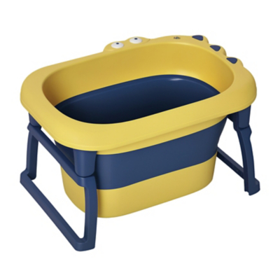 Homcom Foldable Baby Bathtub For Newborns Infants Toddlers W/ Stool - Yellow, Yellow