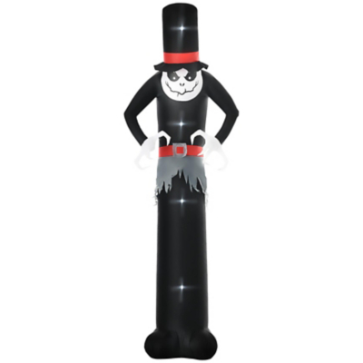 Outsunny 10ft Inflatable Halloween Skinny Ghost w/ LED Lights, Black