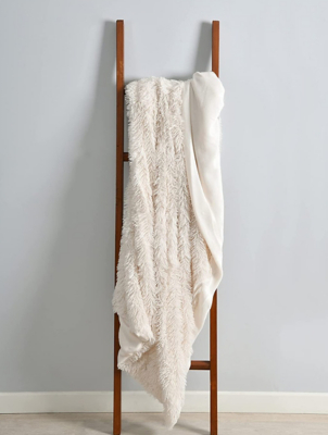 Sleepdown Cream Shaggy Faux Throw Home at ASDA