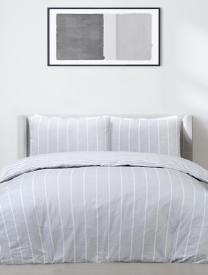 Sleepdown Grey Stripe Brushed Cotton Duvet Set Home at ASDA