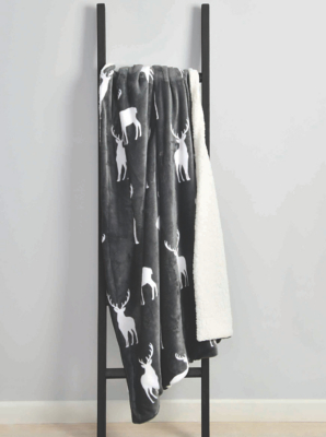 Sleepdown Grey Stag Throw Home at ASDA