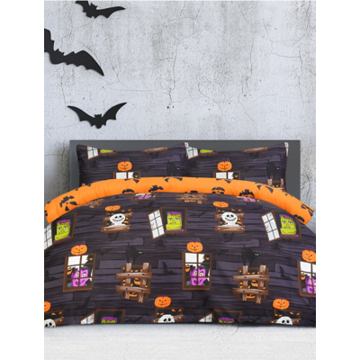 George Charcoal Sleepdown Haunted House Duvet Set - Double - George at Asda