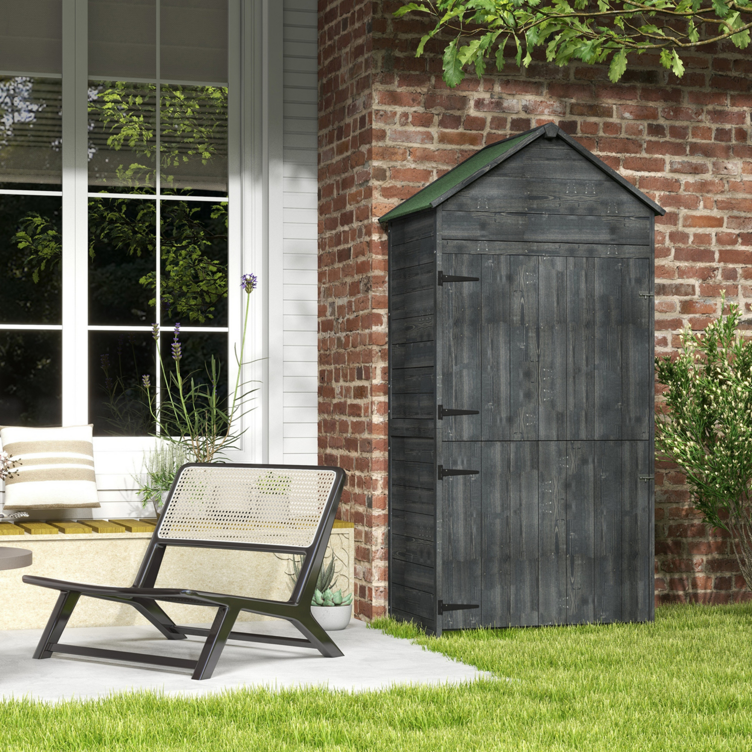 George Grey Outsunny Wooden Garden Shed With Shelves