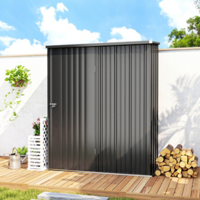Outsunny 5ft x 3ft Outdoor Storage Shed, Garden Metal Storage Shed with Single Lockable Door - Charcoal Grey, Grey