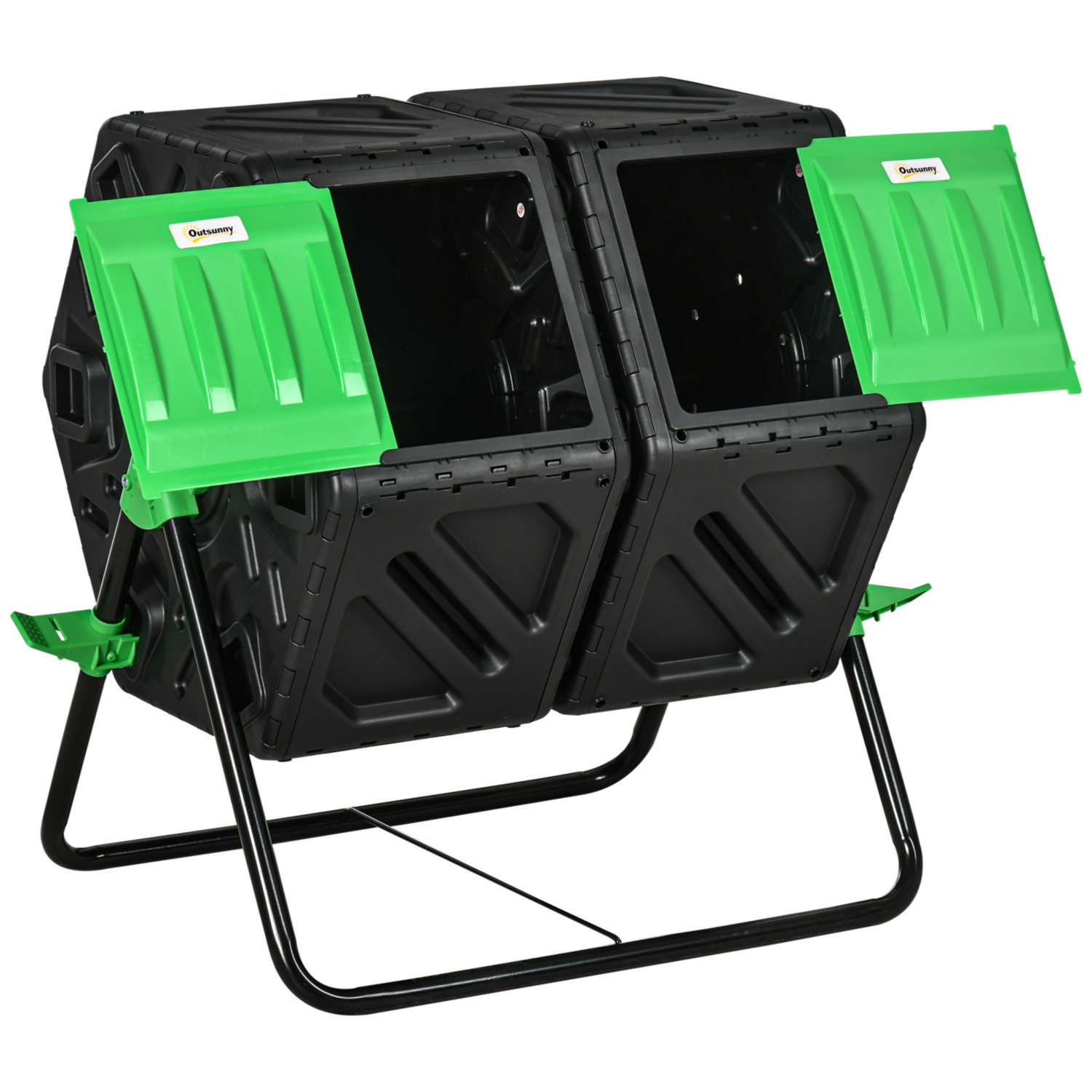 Outsunny Green 130L Compost Bin Dual Chamber Rotating Composter W/ Ventilation Holes - Image 5