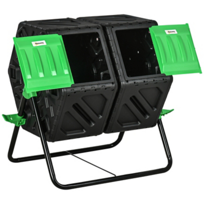 130L Compost Bin Dual Chamber Rotating Composter with Ventilation Holes