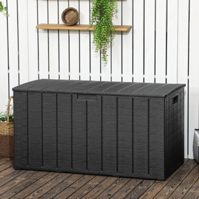 336 Litre Rolling Outdoor Garden Storage Box Plastic Container Black