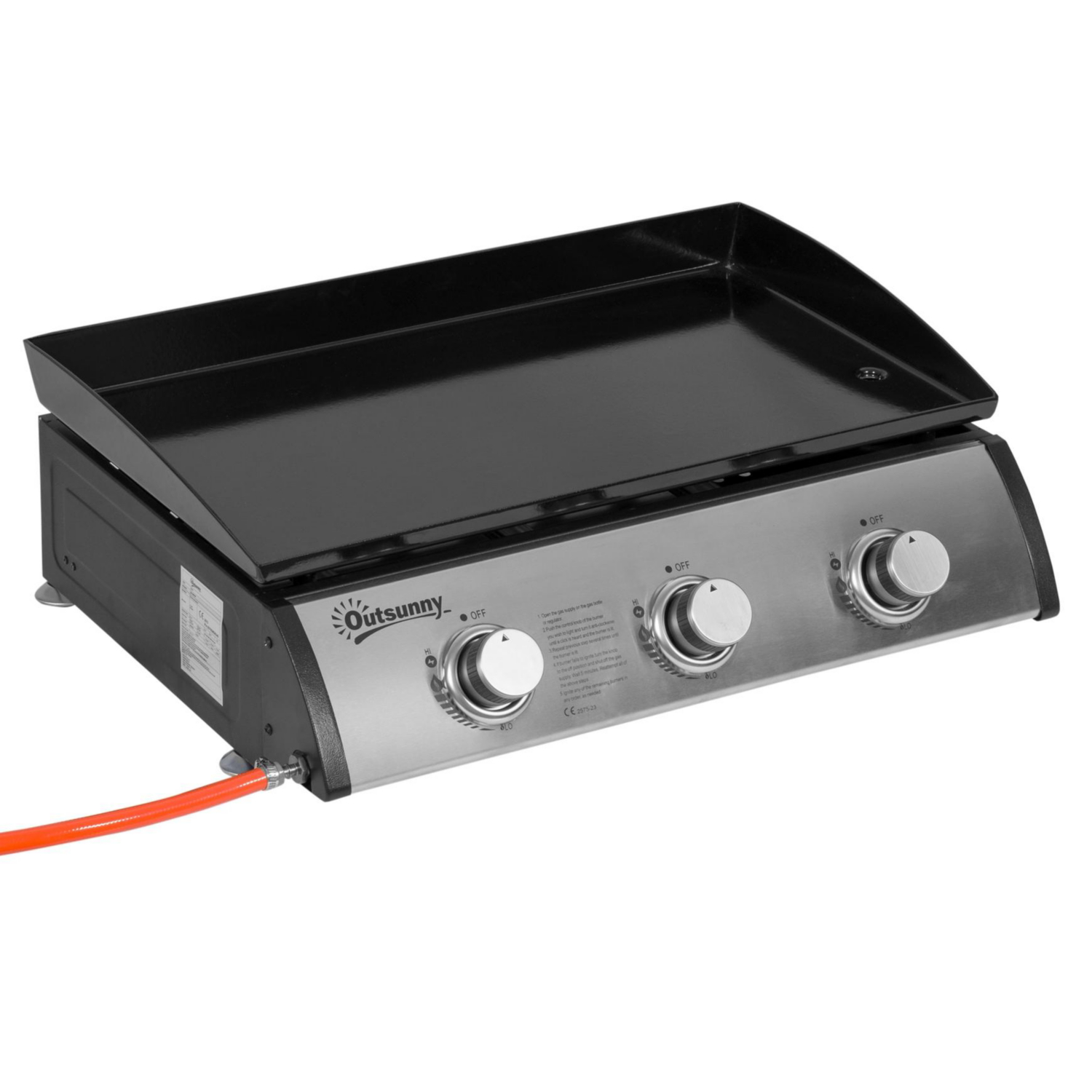 Rackhams Silver Portable Gas Plancha Bbq Grill With 2 Stainless Steel Burner, 6Kw - 63L X 48W X 21H Cm - Image 10