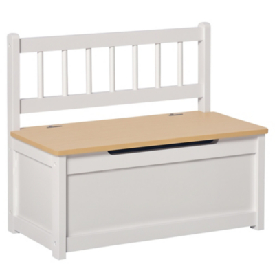 HOMCOM 2 In 1 Wooden Toy Box, Seat Bench Storage Chest With Pneumatic Rod, White