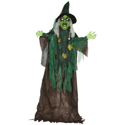 Homcom 6Ft Outdoor Halloween Witch Prop Decoration With Light Up Eyes And Heart, Multi