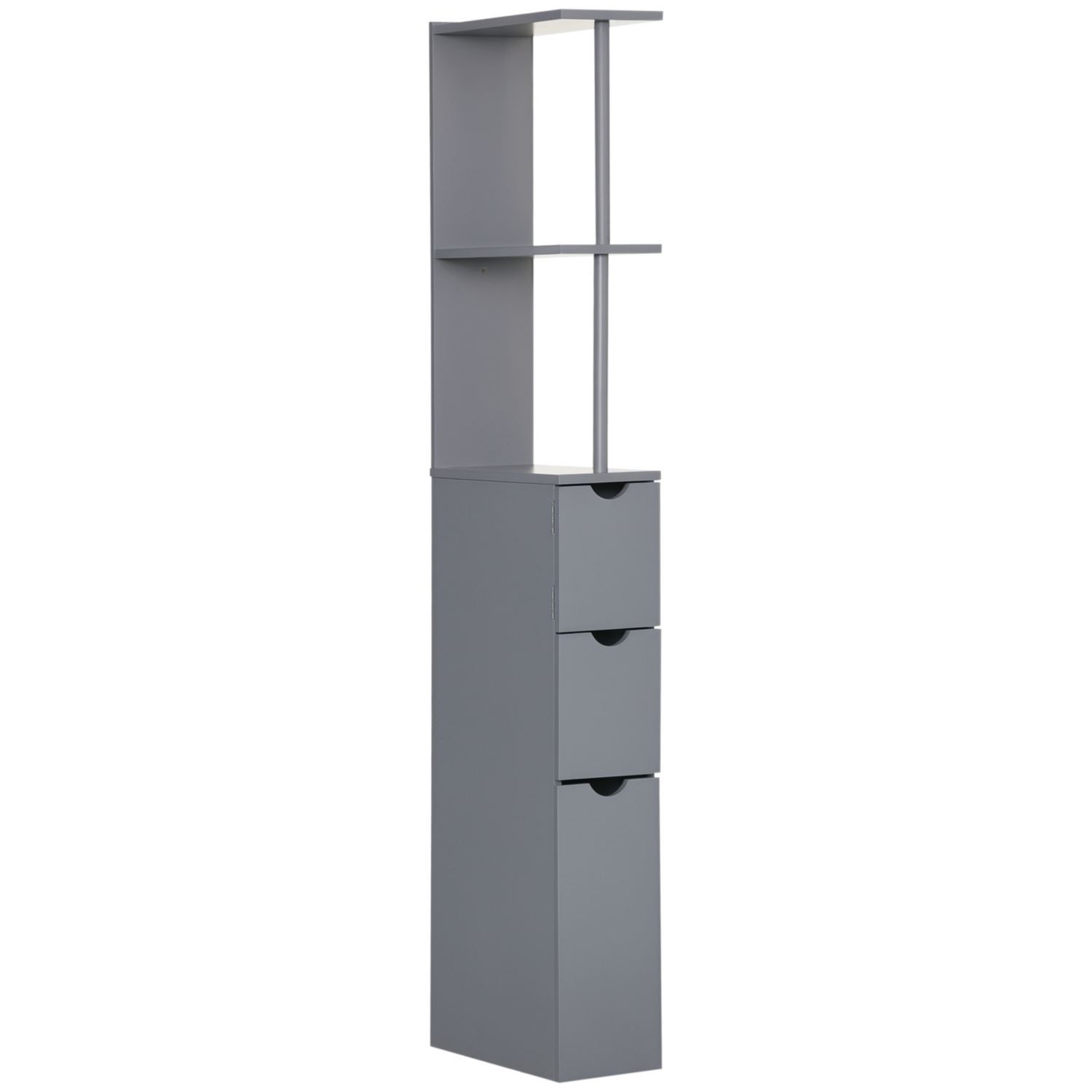 Rackhams White/Grey Tall Bathroom Storage Cabinet With Shelf And Drawers, - Image 12