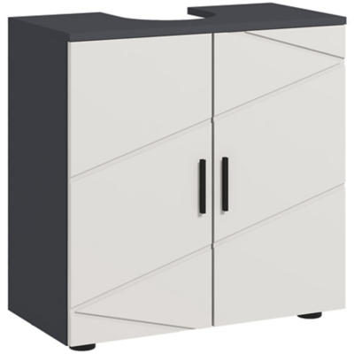 Kleankin Bathroom Vanity Unit, Pedestal Sink Cabinet With Shelf, Light Grey, Grey