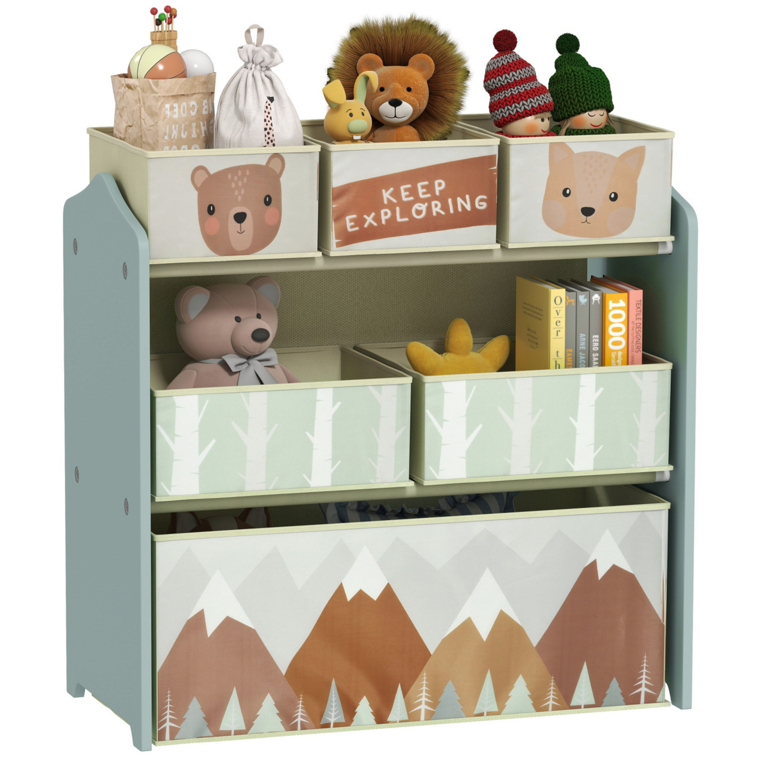 George Green Zonekiz Woodland Storage Unit With 6 Toy Boxes