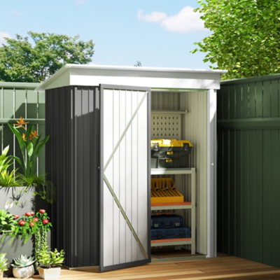 prime store Outsunny Dark Grey 5x3 Lean-to Bike Shed | Outdoor & Garden