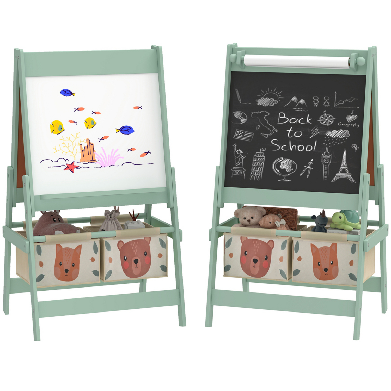 George Green Aiyaplay 3 In 1 Kids Woodland Art Easel With Storage