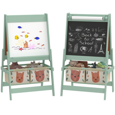 Aiya Aiyaplay Kids Easel With Paper Roll, Blackboard, Whiteboard, Green, Green