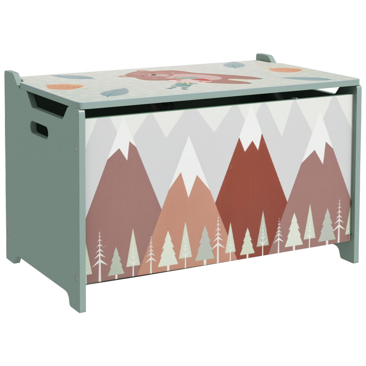 George Green Zonekiz Woodlands Toy Chest With Safety Hinge Lid