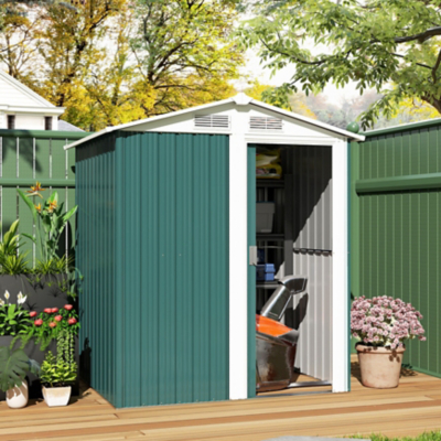 Outsunny 5ft x 4.3ft Outdoor Metal Storage Shed with Sliding Door Sloped Roof