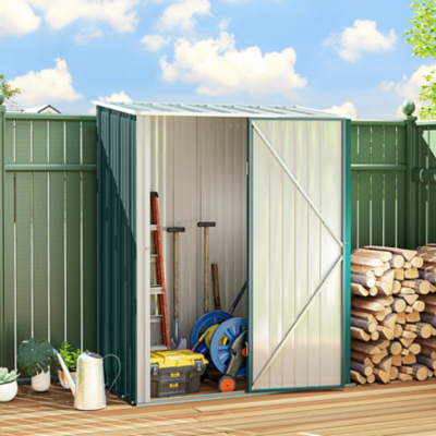 Outsunny Green Outdoor Storage Shed with Lockable Door