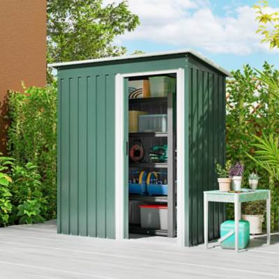 Outsunny 5 x 3ft Garden Storage Shed Sliding Door Sloped Roof Tool