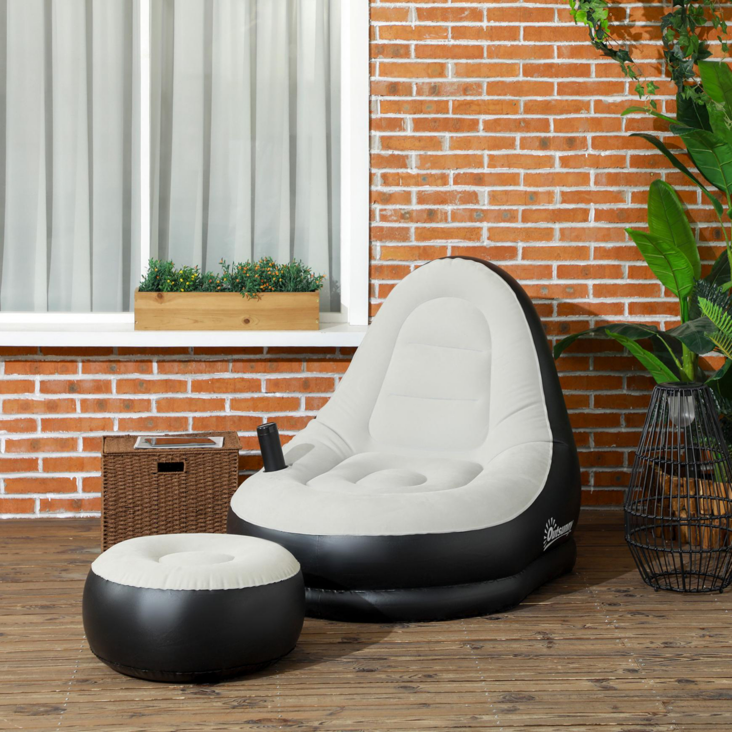 George Black & Grey Outsunny Inflatable Sofa Chair