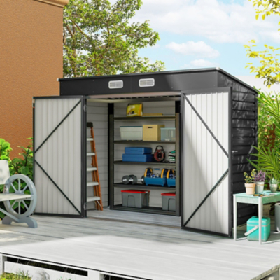 Outsunny Metal Garden Storage Shed with Double Doors
