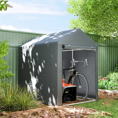Outsunny 1.2 X 1.8M Portable Garden Shed For Motorbikes, Garden Tools, Bikes, Grey
