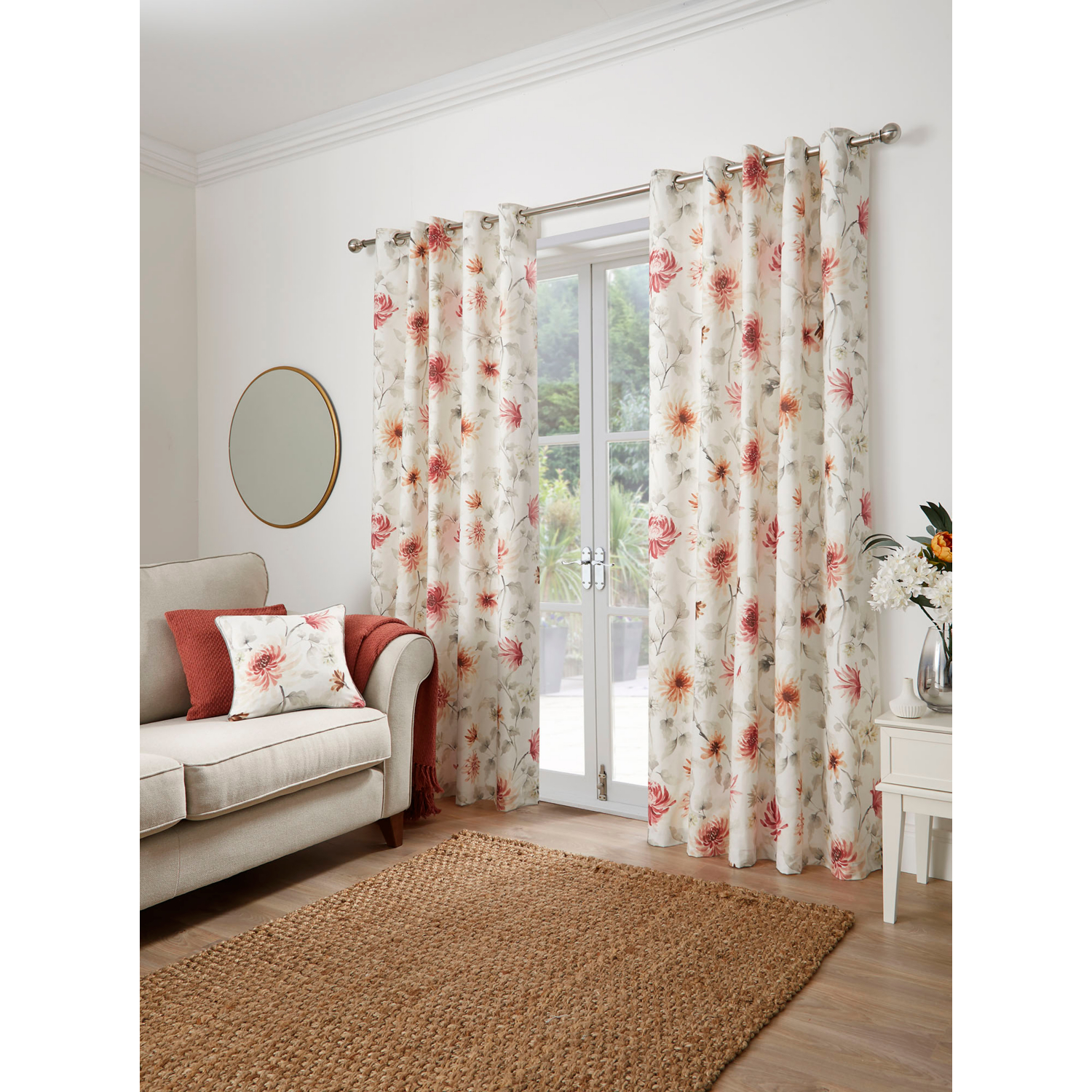 George Red D & D Nadia Eyelet Curtains